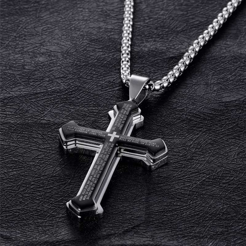 Collar Cruz bíblica de Titanio