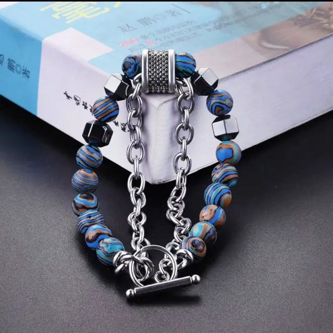 Brazalete Luxury Malaquita y Hematita