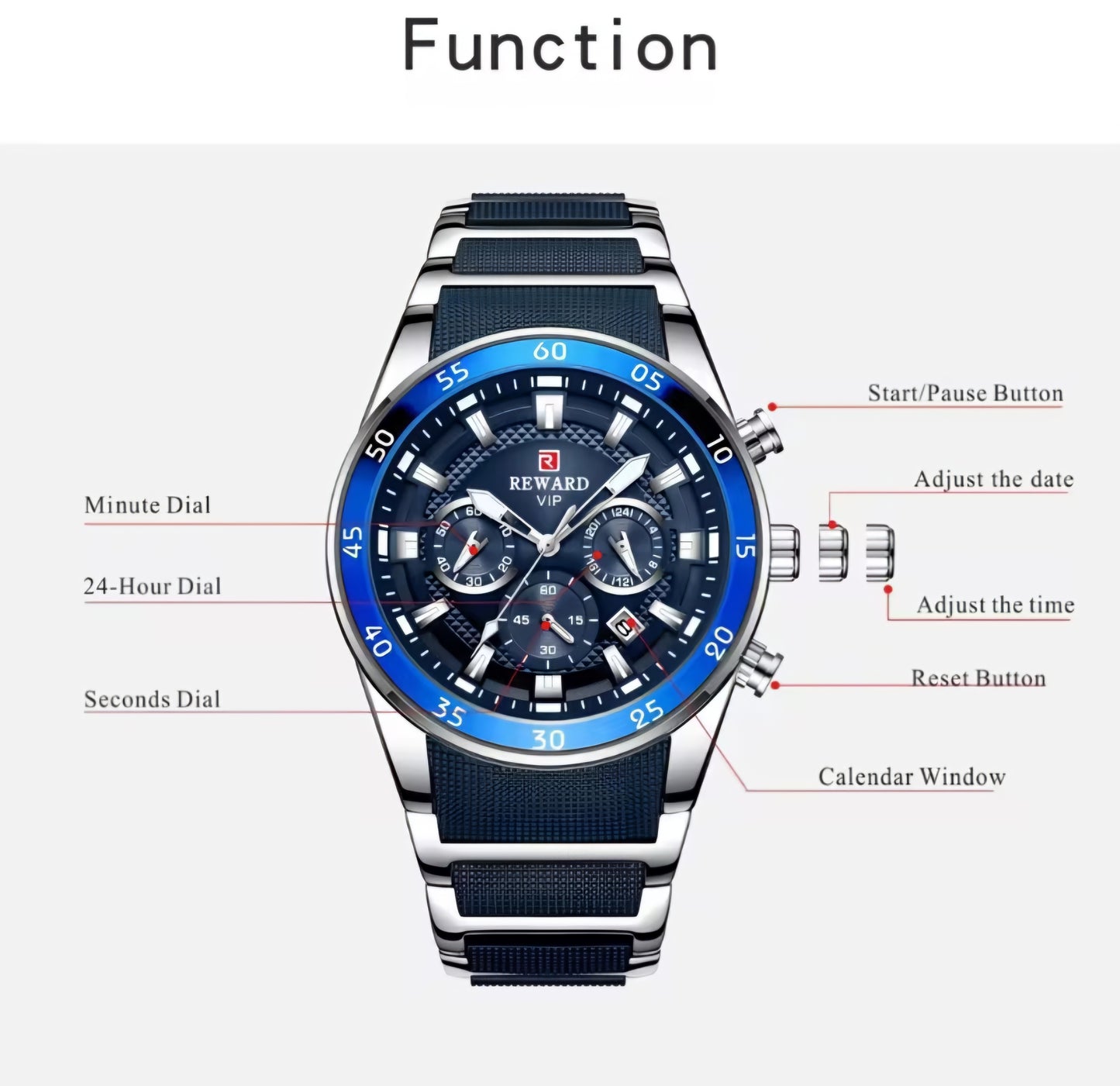 Reloj de Lujo RD Blue Silver "Elegancia Suprema"