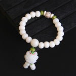 Pulsera de Loto Blanco con semillas de Bodhi blancas naturales