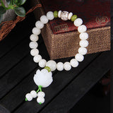 Pulsera de Loto Blanco con semillas de Bodhi blancas naturales