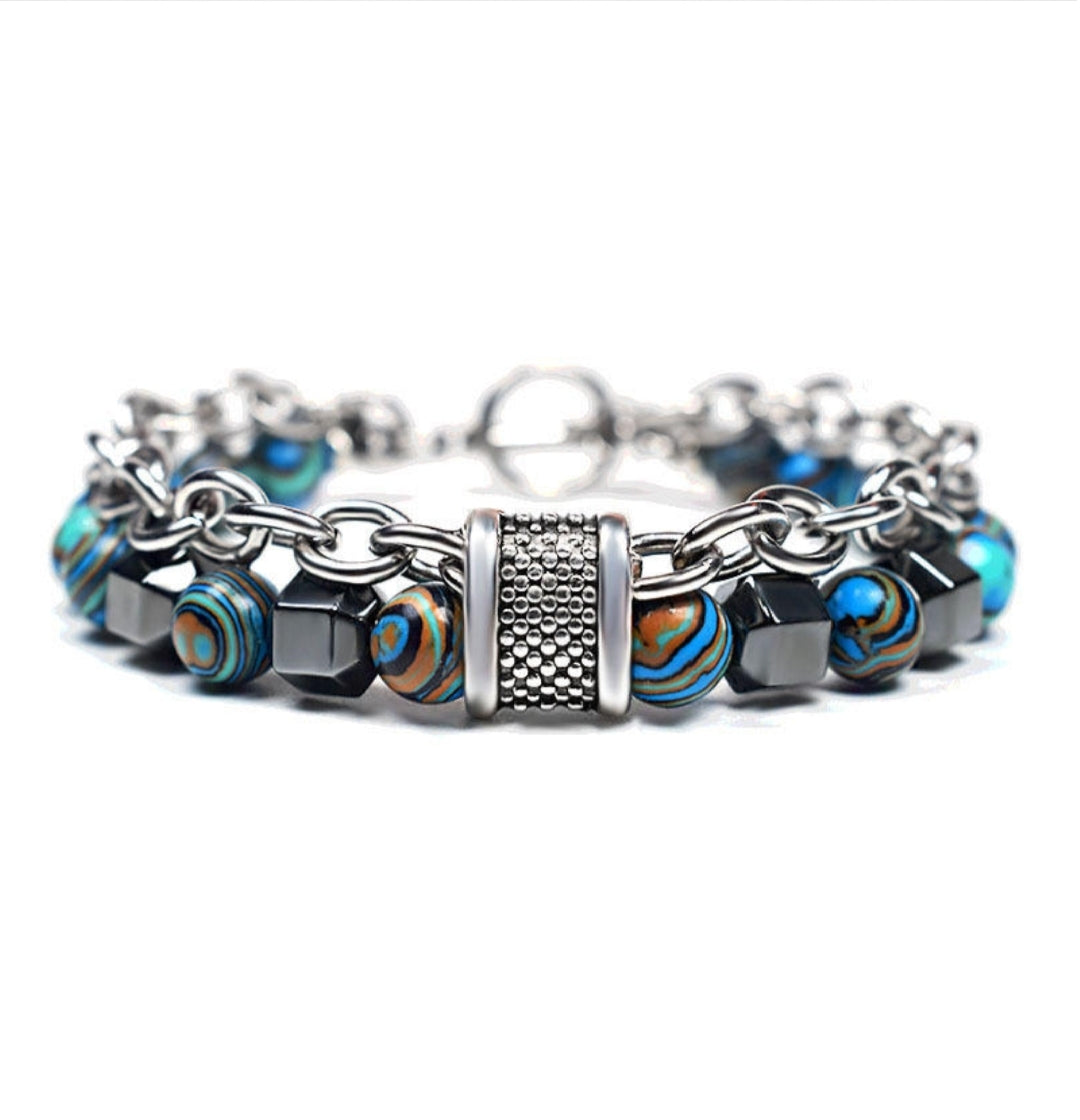 Brazalete Luxury Malaquita y Hematita