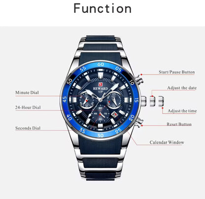 Reloj de Lujo RD Blue Silver "Elegancia Suprema"