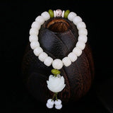 Pulsera de Loto Blanco con semillas de Bodhi blancas naturales